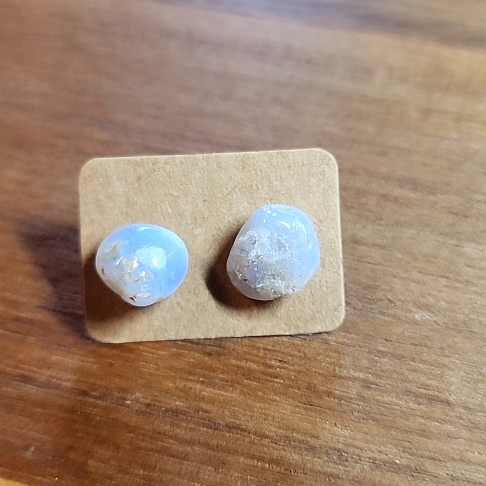 Blue Chalcedony Stud Earrings - Picture 4 of 7
